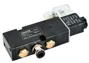 Representative pneumatic solenoid control valve for routing air to a compatible valve actuator